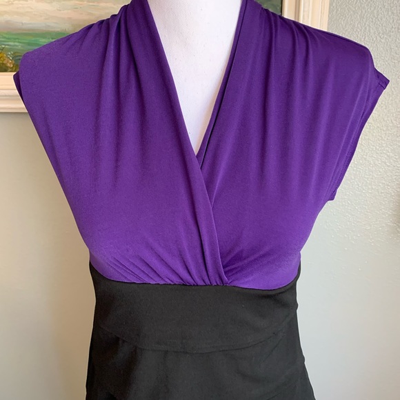Enfocus Studio Black & Purple Midi Dress Size 10 - Picture 7 of 16